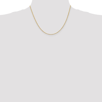 14K Gold 18 inch 1.5mm Diamond-cut Rope with Lobster Clasp Chain