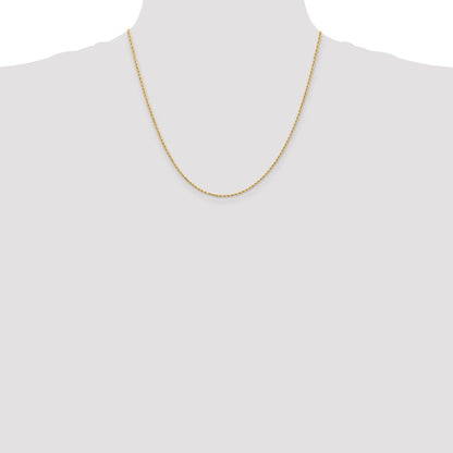 14K Gold 20inch 1.5mm Diamond-cut Rope with Lobster Clasp Chain