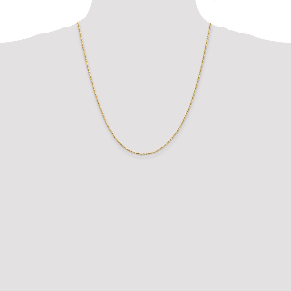 14K Gold 22 inch 1.5mm Diamond-cut Rope with Lobster Clasp Chain