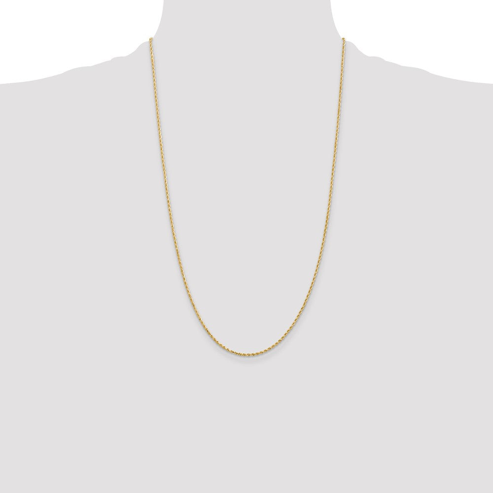 14K Gold 26 inch 1.5mm Diamond-cut Rope with Lobster Clasp Chain