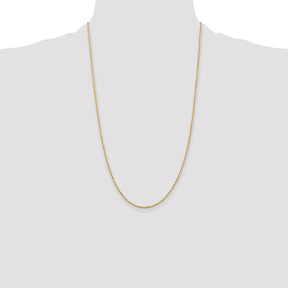 14K Gold 26 inch 1.5mm Diamond-cut Rope with Lobster Clasp Chain