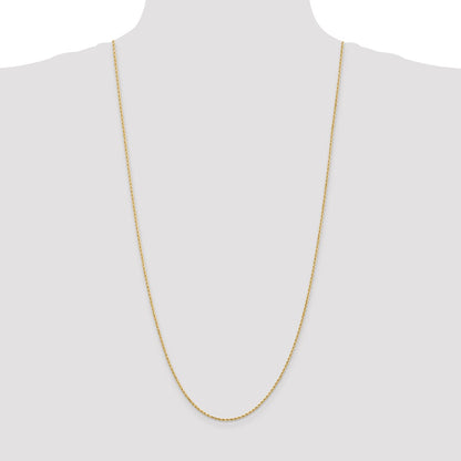 14K Gold 30 inch 1.5mm Diamond-cut Rope with Lobster Clasp Chain