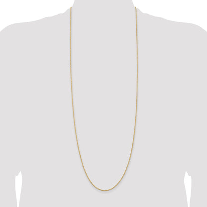 14K Gold 36 inch 1.5mm Diamond-cut Rope with Lobster Clasp Chain