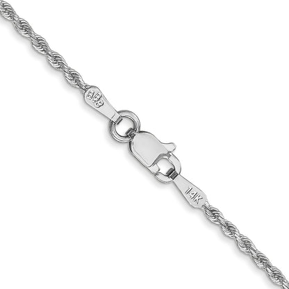 14K White Gold 18 inch 1.5mm Diamond-cut Rope with Lobster Clasp Chain