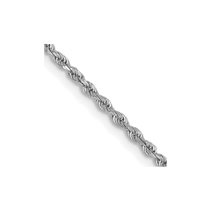 14K White Gold 18 inch 1.5mm Diamond-cut Rope with Lobster Clasp Chain