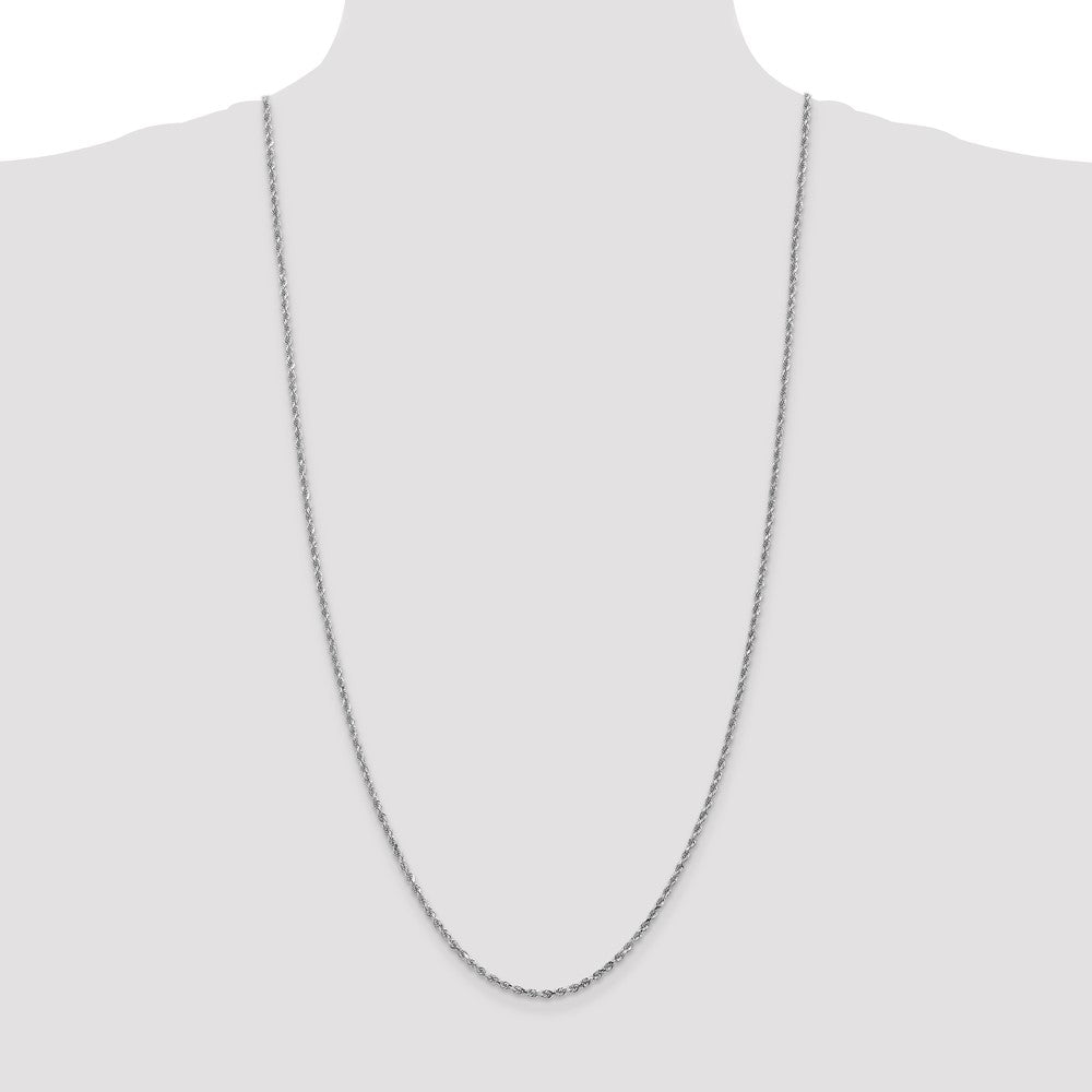 10k White Gold 2.25mm Diamond-cut Rope Chain