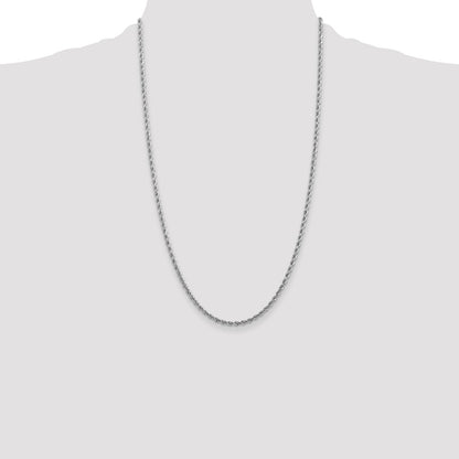 10k White Gold 2.75mm Diamond-cut Rope Chain