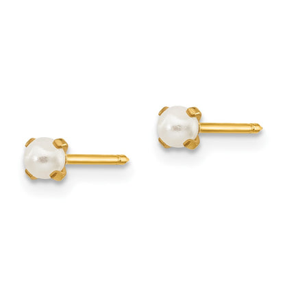 Inverness 14k Gold 3mm Simulated Pearl Post Earrings