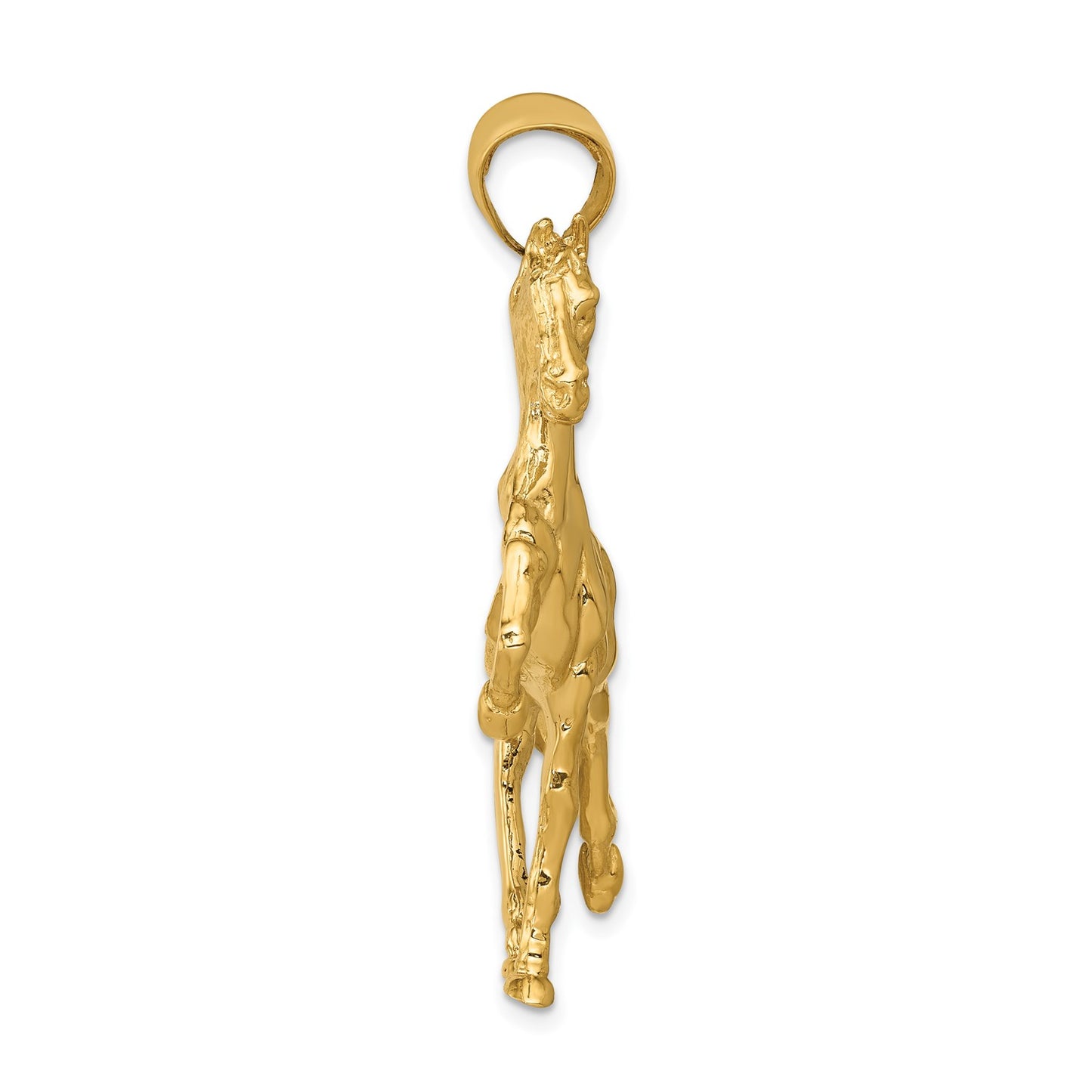 10k Solid Polished Open-Backed Horse Pendant