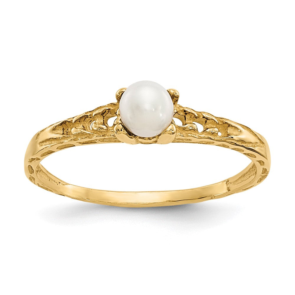 10k Madi K 3mm FW Cultured Pearl Birthstone Baby Ring