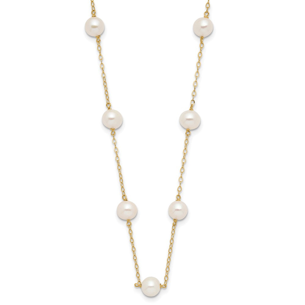 10k Gold 5.5-6.5mm White Near Round FW Cultured Pearl 12-station Necklace