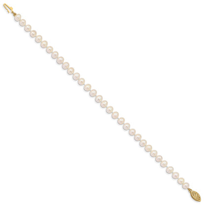 10k 5-6mm White Near Round Freshwater Cultured Pearl Bracelet