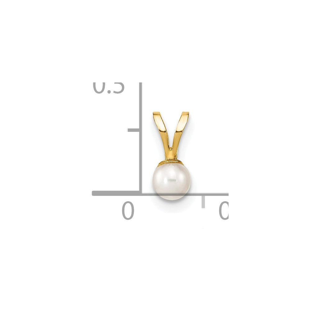 10k Gold 3-4mm White Round Freshwater Cultured Pearl Pendant