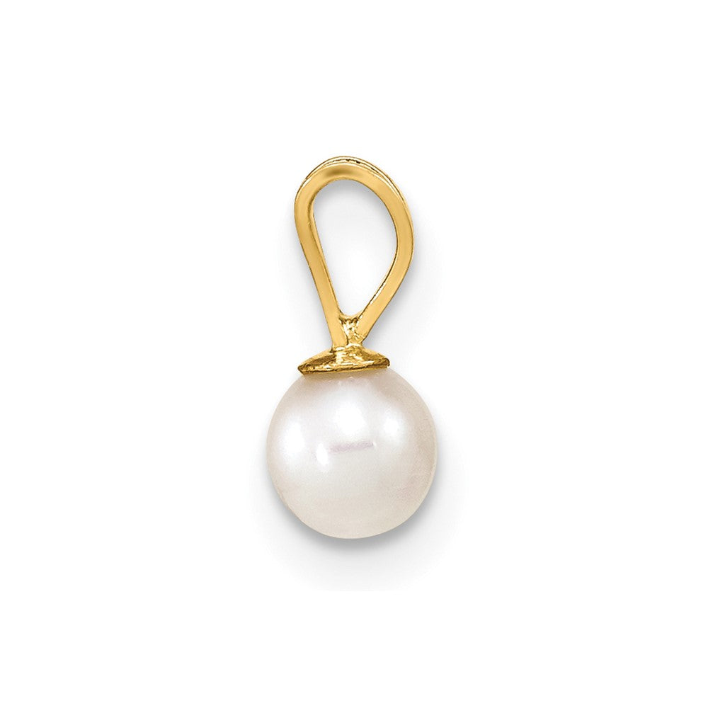 10k Gold 4-5mm White Round Freshwater Cultured Pearl Pendant