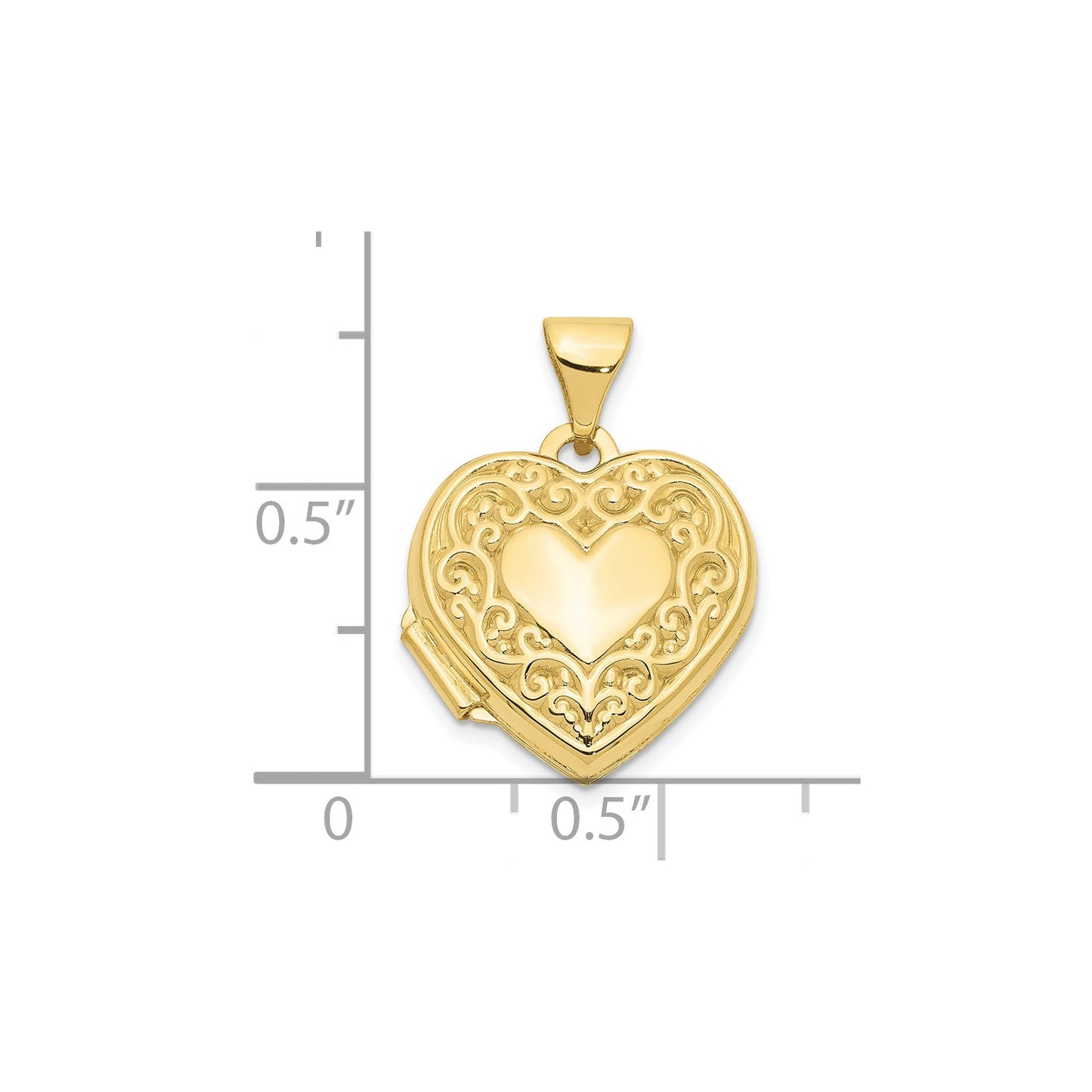 10k Scroll Heart Locket