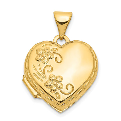 10k Domed Floral Heart Locket