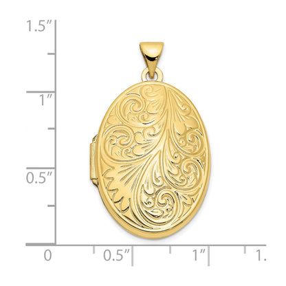 10k Yellow Gold Scroll Oval Locket