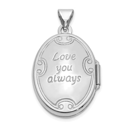 10k White Gold Polished Reversible Love You Always Oval Locket