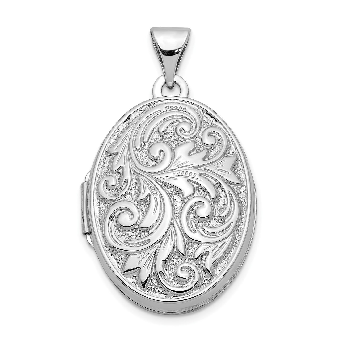 10k White Gold Polished Reversible Love You Always Oval Locket