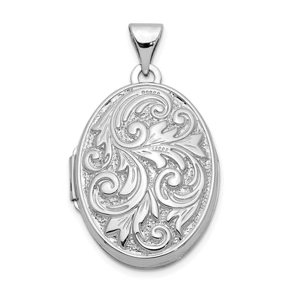 10k White Gold Polished Reversible Love You Always Oval Locket