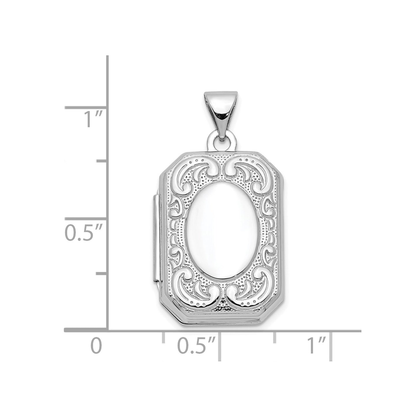 10k White Gold 20mm Book Scroll Border Locket