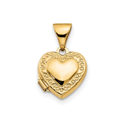 10k Scroll Border Heart Locket