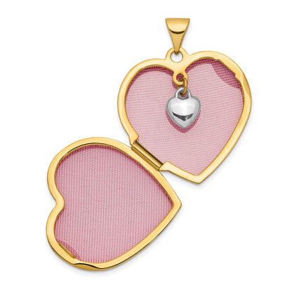 10k Two-tone Dia Always in my Heart w/ Heart Charm Inside 21mm Heart Locket