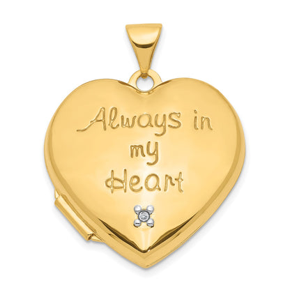 10k Two-tone Dia Always in my Heart w/ Heart Charm Inside 21mm Heart Locket