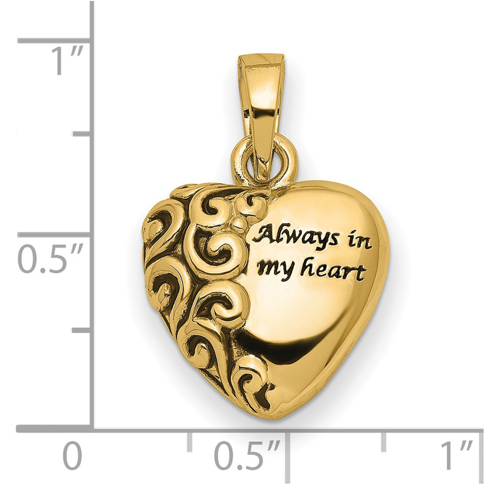 Sentimental Expressions 14K Heart Remembrance Ash Holder Pendant