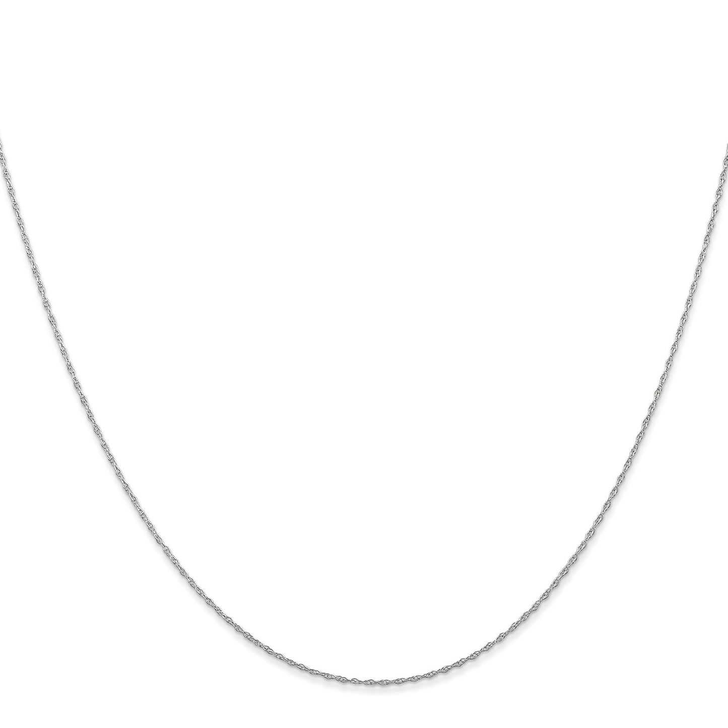 14K White Gold 18 inch Carded .5mm Cable Rope with Spring Ring Clasp Chain