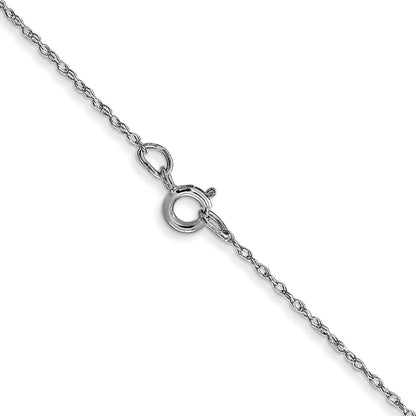 14K White Gold 16 inch Carded .5mm Cable Rope with Spring Ring Clasp Chain