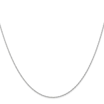 14K White Gold 18 inch Carded .6mm Cable Rope with Spring Ring Clasp Chain