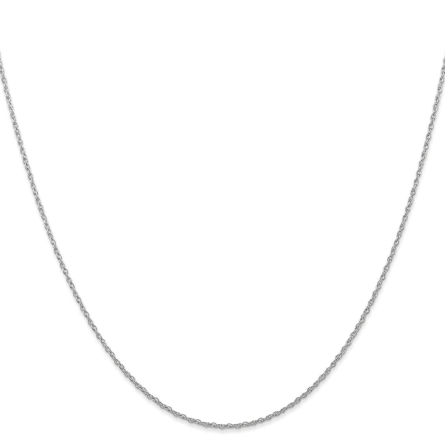 14K White Gold 18 inch Carded .7mm Cable Rope with Spring Ring Clasp Chain