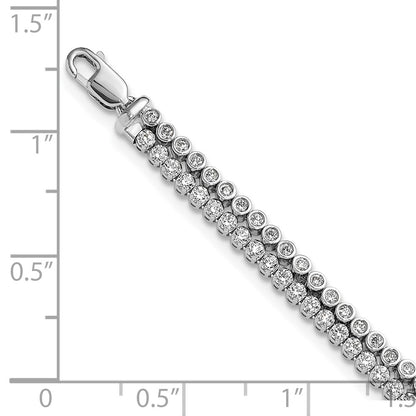 True Origin 14k White Gold 2 7/8 carat Lab Grown Diamond VS DEF Double Row 7 inch Bracelet with a 1 inch extension