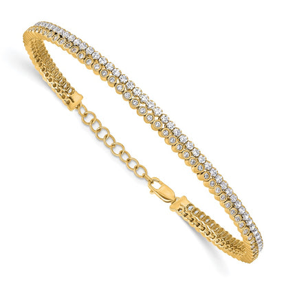 True Origin 14k 2 7/8 carat Lab Grown Diamond VS D E F Double Row 7 inch Bracelet with a 1 inch extension