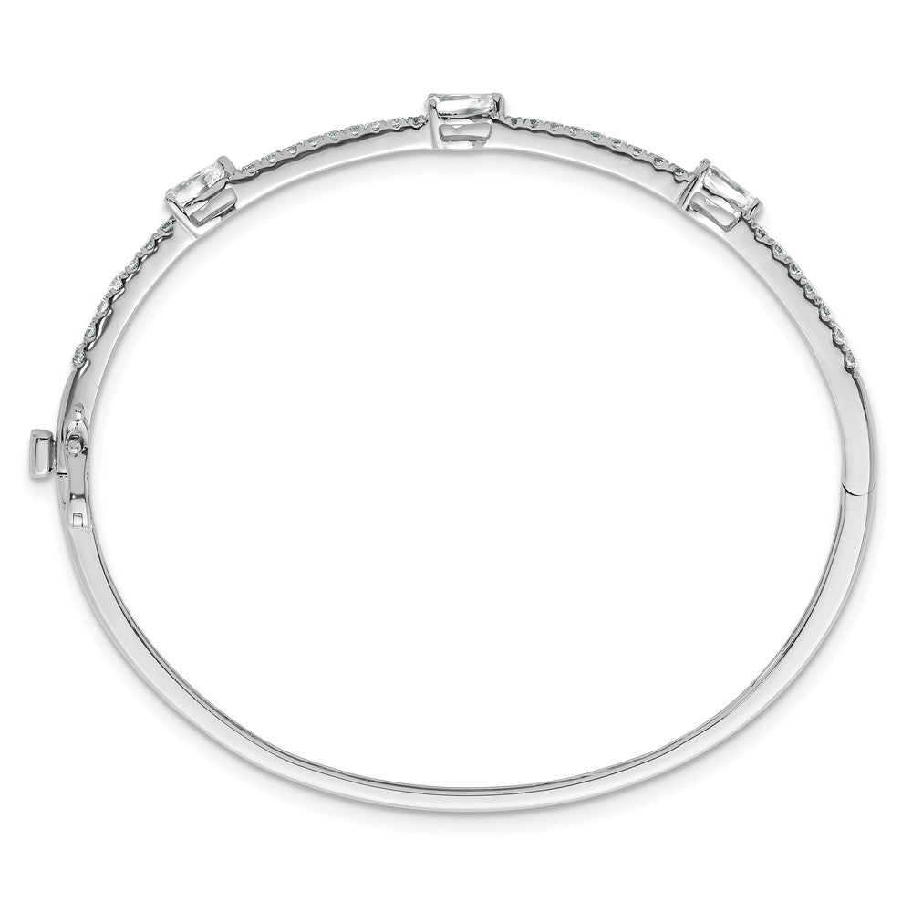 True Origin 14k White Gold 1 3/8 carat Lab Grown Diamond VS D E F Round and Pear 6.75 inch Bangle