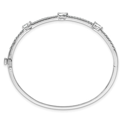 True Origin 14k White Gold 1 3/8 carat Lab Grown Diamond VS D E F Round and Pear 6.75 inch Bangle