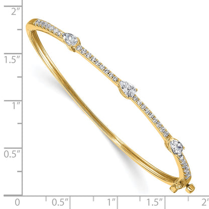 True Origin 14k 1 3/8 carat Lab Grown Diamond VS D E F Round and Pear 6.75 inch Bangle