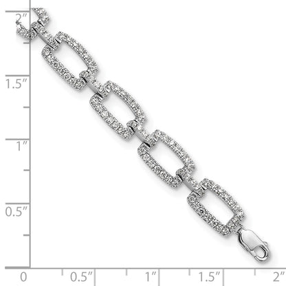 True Origin 14k White Gold 2 5/8 carat Lab Grown Diamond VS DEF 7 inch Rectangle Link Bracelet with a 1 inch extension