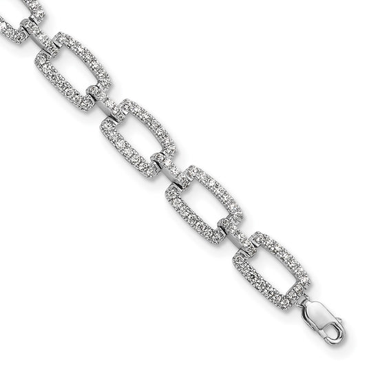 True Origin 14k White Gold 2 5/8 carat Lab Grown Diamond VS DEF 7 inch Rectangle Link Bracelet with a 1 inch extension