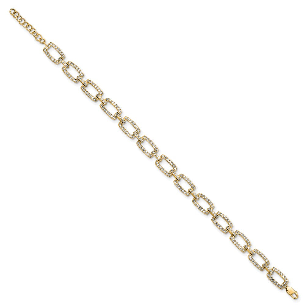 True Origin 14k 2 5/8 carat Lab Grown Diamond VS D E F 7 inch Rectangle Link Bracelet with a 1 inch extension