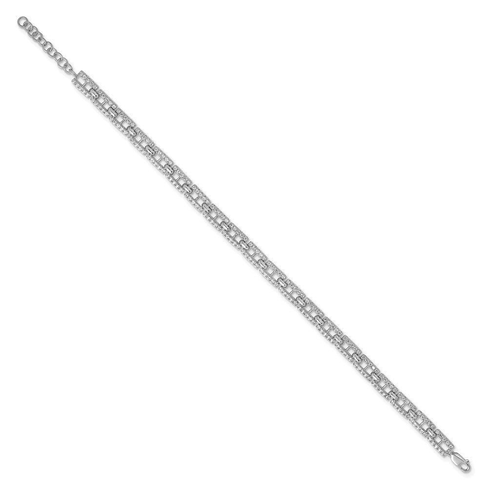 True Origin 14k White Gold 2 carat Lab Grown Diamond VS DEF 7 inch Fancy Link Bracelet with a 1 inch extension