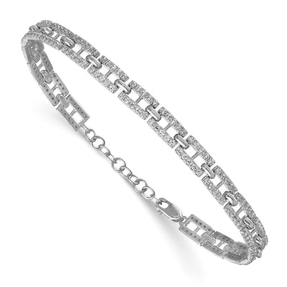 True Origin 14k White Gold 2 carat Lab Grown Diamond VS DEF 7 inch Fancy Link Bracelet with a 1 inch extension