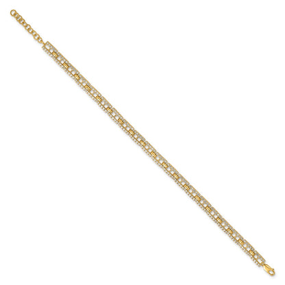 True Origin 14k 2 carat Lab Grown Diamond VS DEF 7 inch Fancy Link Bracelet with a 1 inch extension