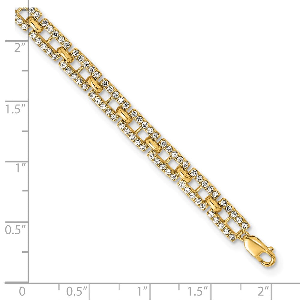 True Origin 14k 2 carat Lab Grown Diamond VS DEF 7 inch Fancy Link Bracelet with a 1 inch extension