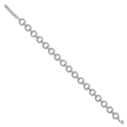 True Origin 14k White Gold 2 7/8 carat Lab Grown Diamond VS DEF 7 inch Fancy Link Bracelet with a 1 inch extension