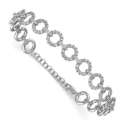 True Origin 14k White Gold 2 7/8 carat Lab Grown Diamond VS DEF 7 inch Fancy Link Bracelet with a 1 inch extension