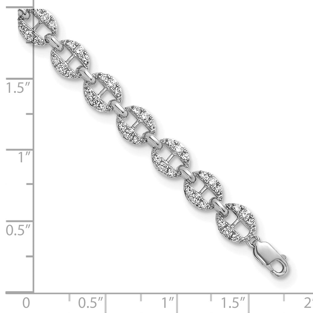 True Origin 14k White Gold 1 7/8 carat Lab Grown Diamond VS DEF 7 inch Anchor Link Bracelet with a 1 inch extension