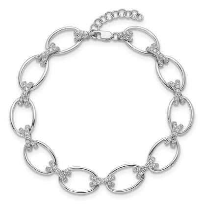 True Origin 14k White Gold 1 1/6 carat Lab Grown Diamond VS DEF 7 inch X and O Bracelet with a 1 inch extension