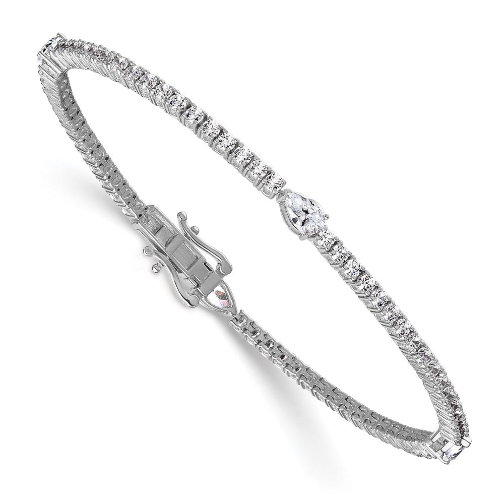 True Origin 14k White Gold 4 1/2 carat Lab Grown Diamond VS D E F Round and Pear 7 inch Bracelet